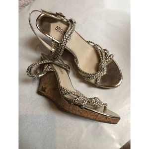 Michael Kors Silver Cork Wedge Sandal